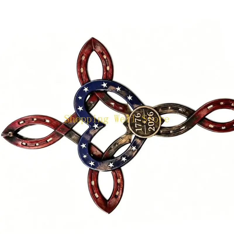 KX4B Unique 250 Years Commemorative Metal Horseshoe Display Piece Commemorative Horseshoe Ornament For Country Homes Decors