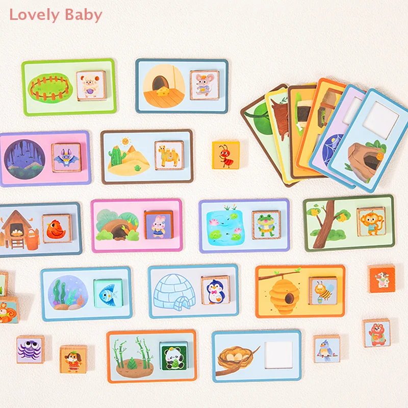 Gry dopasowujące dla dzieci, zabawki dopasowujące scenki ze zwierzętami, edukacyjne gry dla dzieci w wieku przedszkolnym