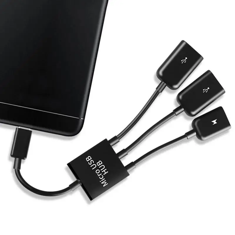 Convertitore adattatore micro-USB tipo C 3in1 da Micro USB a 2 OTG 3 porte HUB per tablet tastiera mouse Android