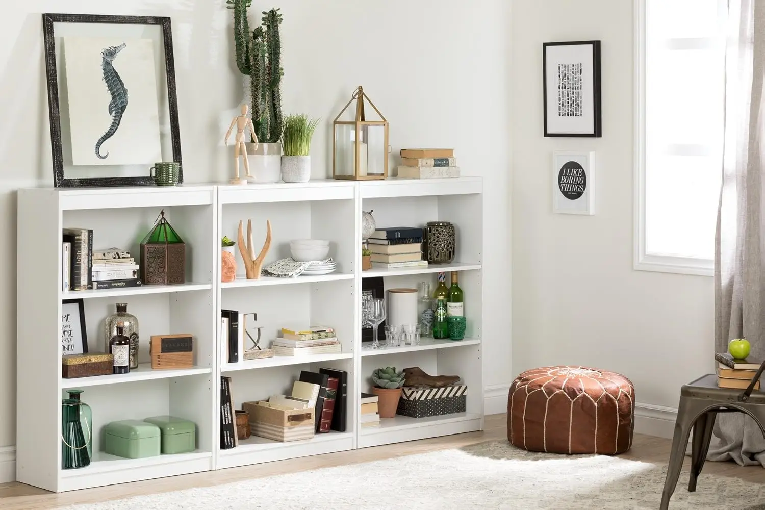 Axess 3-Shelf Bookcase, Pure White