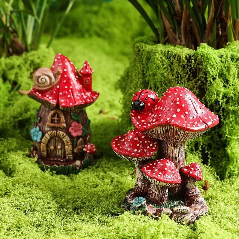 Glow In Dark Resin Mushroom Ornament Yard Patio Micro Landscape Decor Soothing Fragrance Calm Mind Home Craft Gift