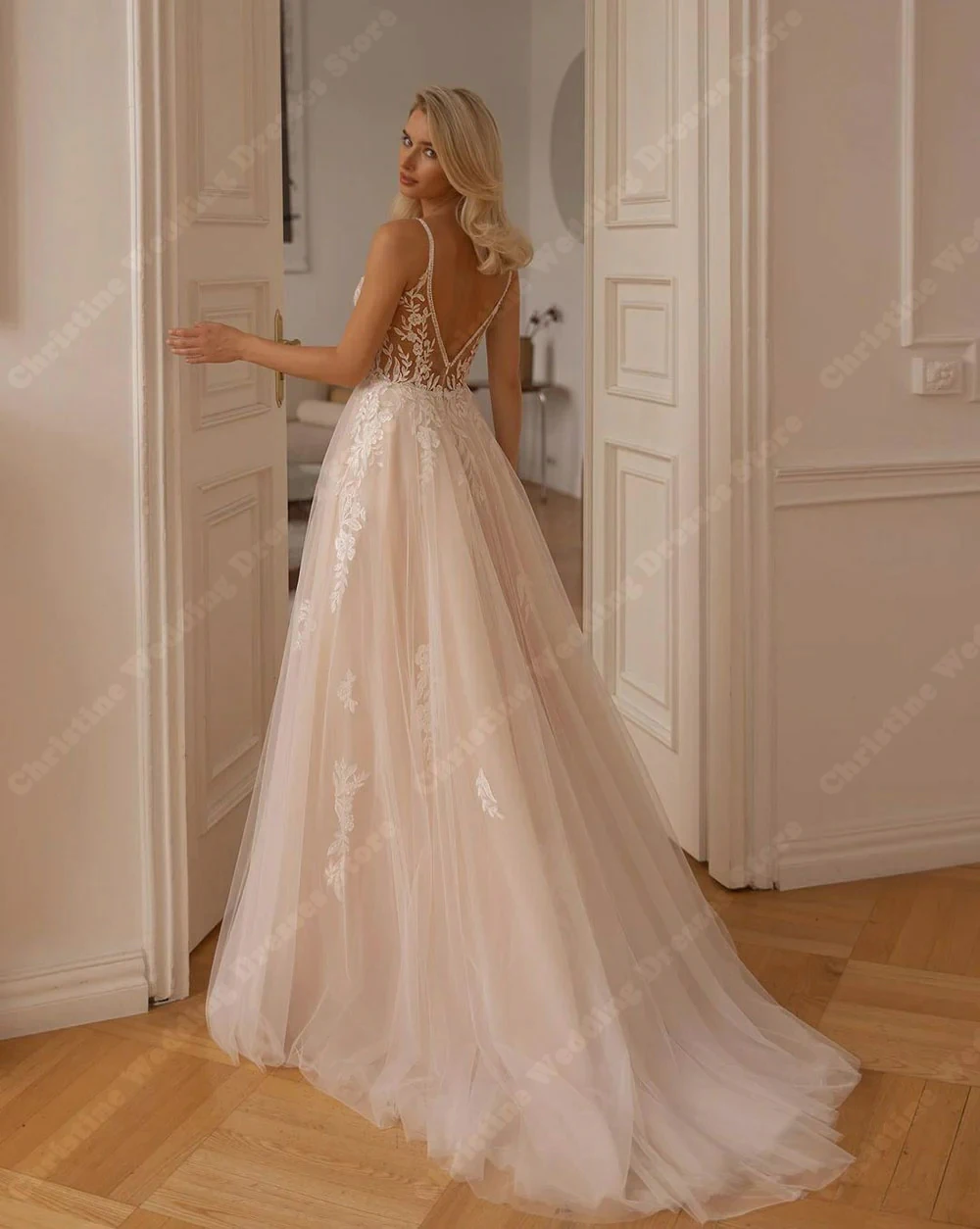 A-Linie Brautkleider mit herzförmigem Kragen für Frauen, exquisite ärmellose Tüll-Brautkleider, Verlobungsbankett-Roben, individuell gestaltet