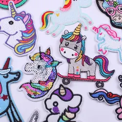 Cartoon Cute Unicorn Patch żelazko na plastry na odzież zwierzęta łaty hafty naklejki na ubrania dla dzieci naszywka ubraniowa