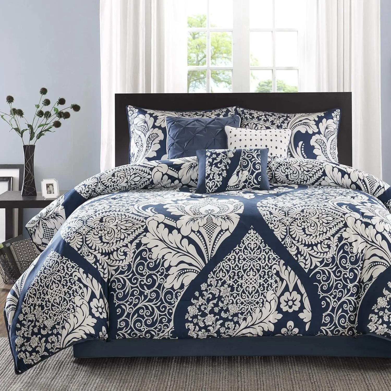 Vienna Sateen Cotton Comforter Set, Breathable, Soft Cover, Trendy, All Season Down Alternative Cozy Bedding with Matching Shams