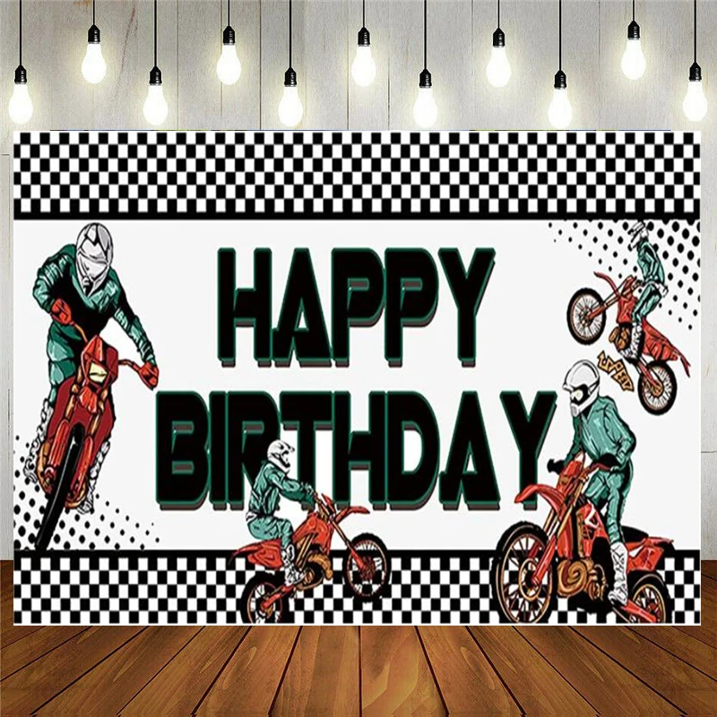 Grande Motocross buon compleanno festa fotografia sfondo Banner Motocross forniture decorazione Motocross sfondo