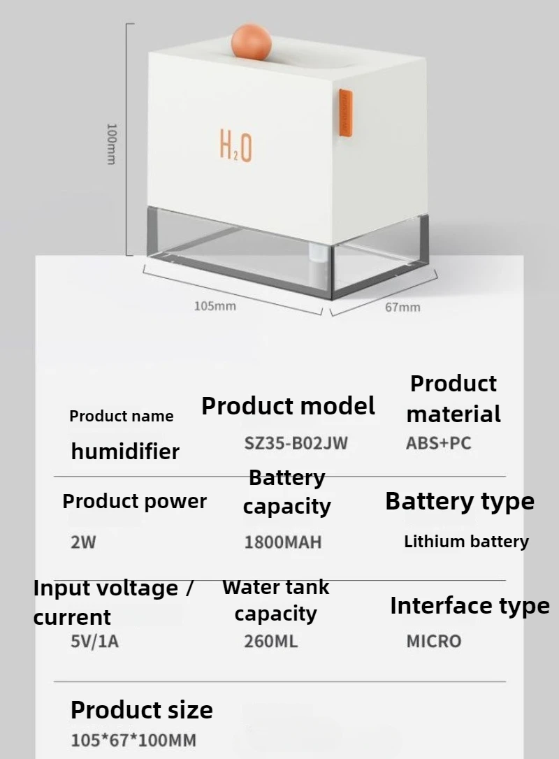 Humidificador portátil, humidificador recargable desenchufado, pequeño, silencioso, inalámbrico, de escritorio, pequeño adorno, máquina de fragancia de aire para el hogar