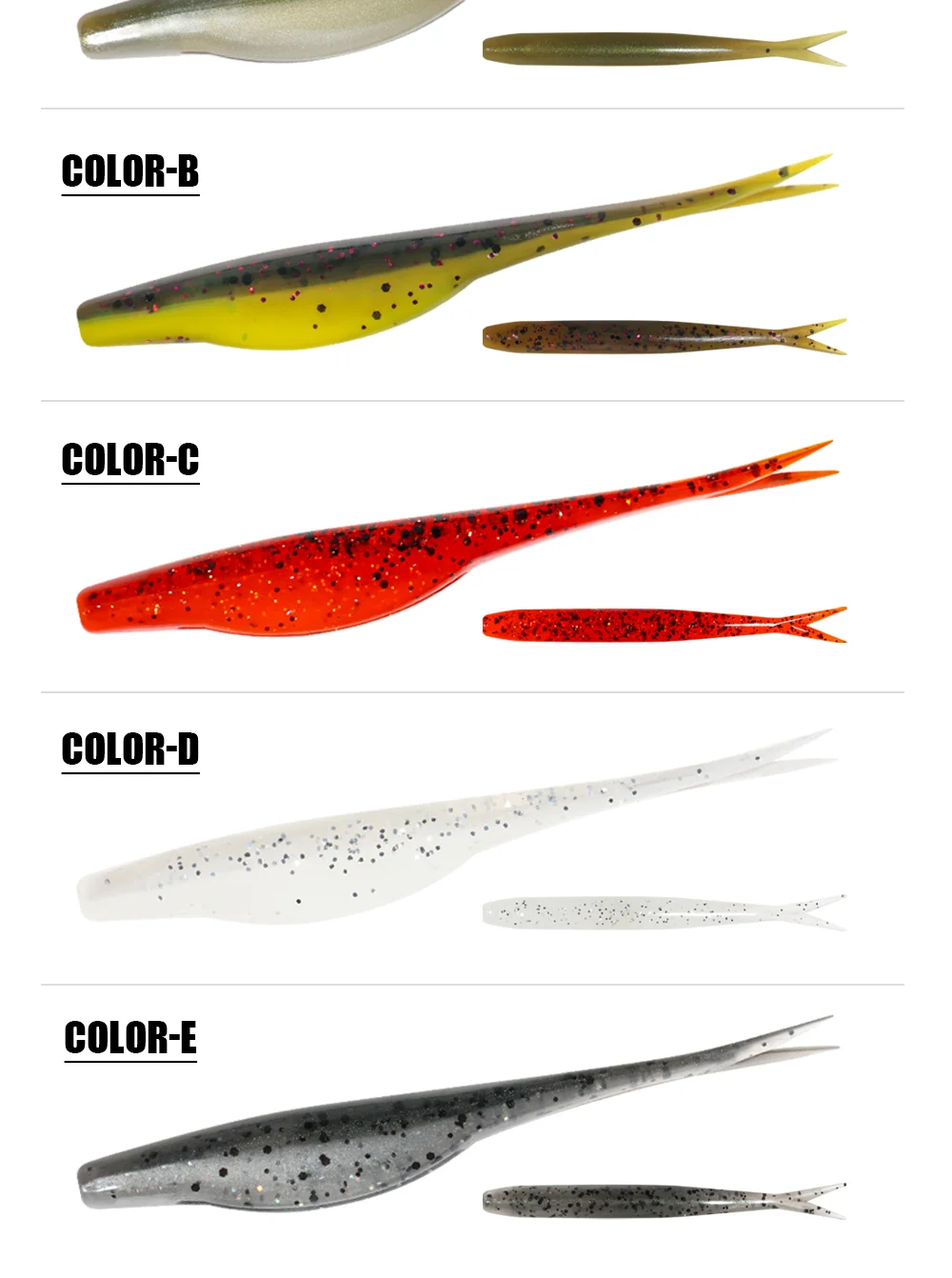 Spinpoler 10 Stück Split Tail Jerk Minnow 7cm TPR Schwimmender Weichplastik-Jerkbait Angelköder Dropshot für Texas Carolina Rig Tackle – Detail 8