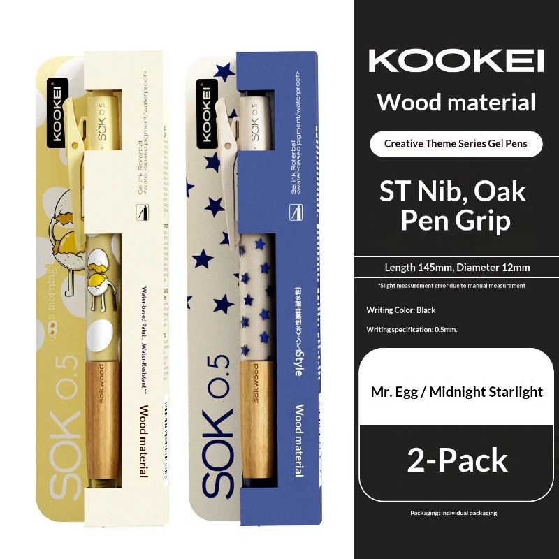 

Kookei Ergonomic Gel Pen with Natural Oak Wood Handle,0.5mm Fine Point Stylish Polka Dot Pattern For Flawless Signature and Note