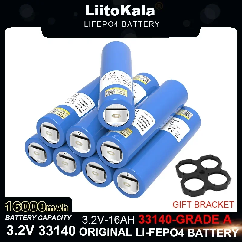 

LiitoKala 3.2V 33140 16Ah lifepo4 Battery Lithium iron phosphate for 4S 12v 8s 24V RV E-scooter power tools batteries +Nickel