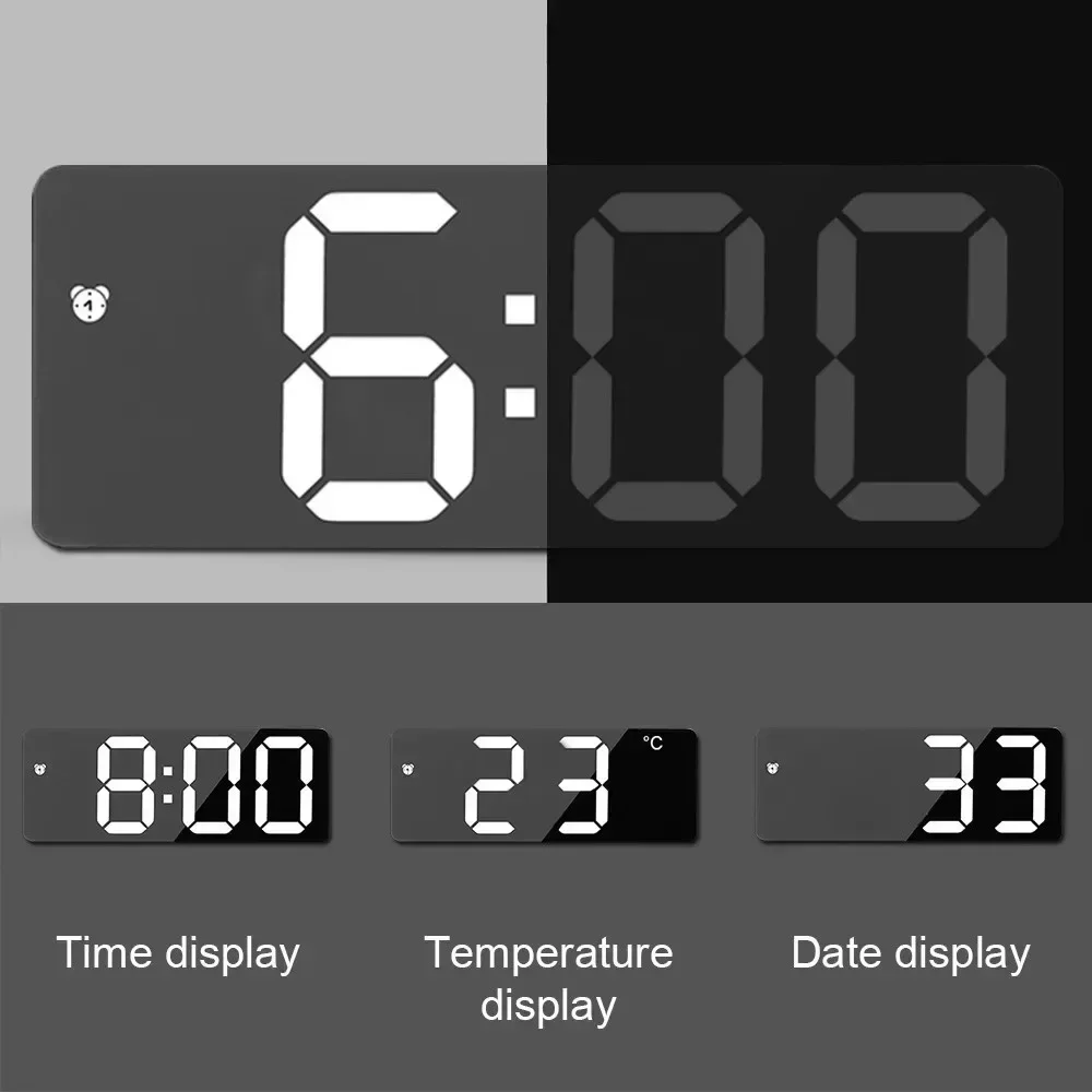 Night Wall Clock Home 12/24H Function Controlled Alarm Snooze Digital Decor Clocks Temperature Anti-disturbance Garden. Mode