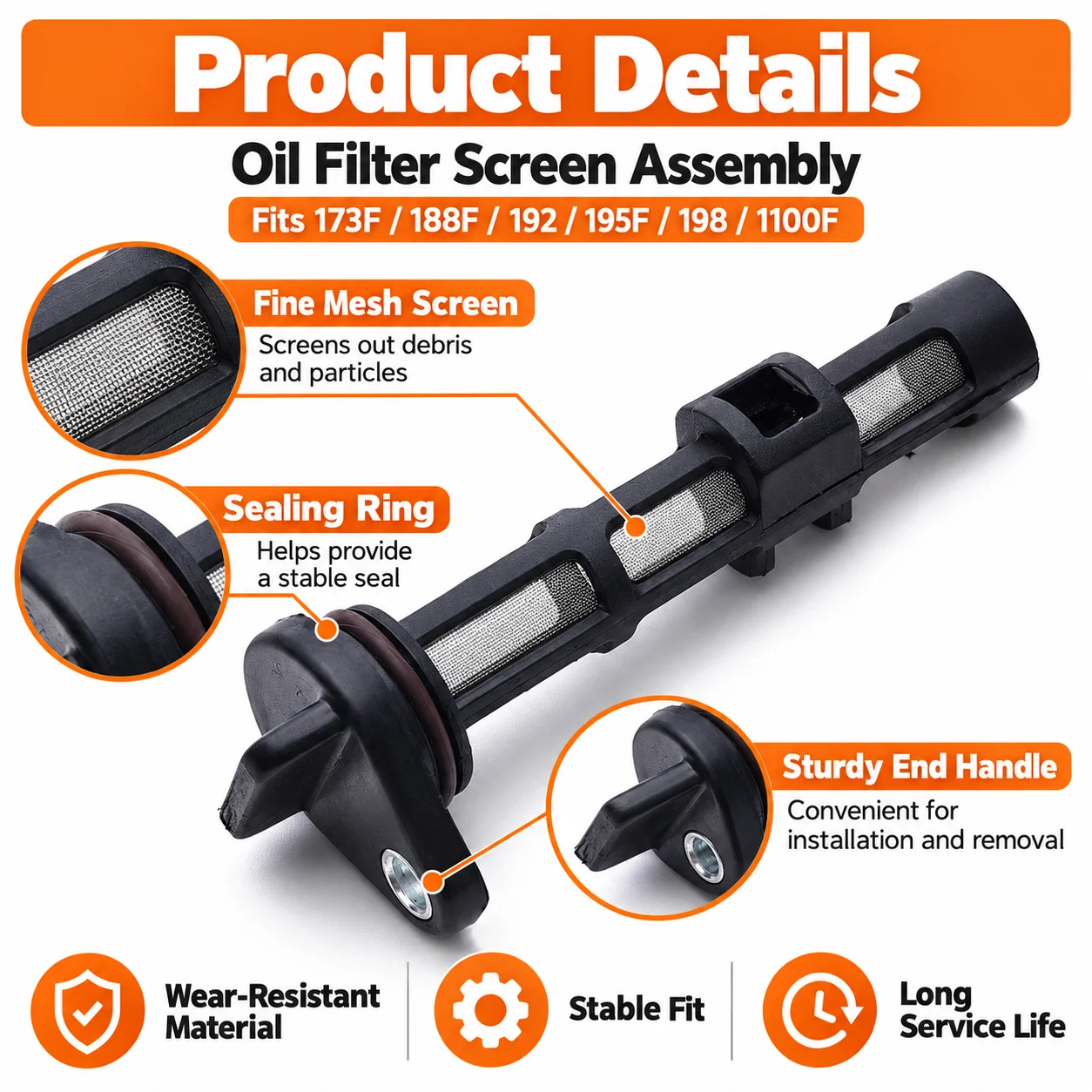 Oil Filter for 173F 188F 192 195F 198 1100F Air Cooled Diesel Engine Generator Tiller Cultivator Replacement Parts