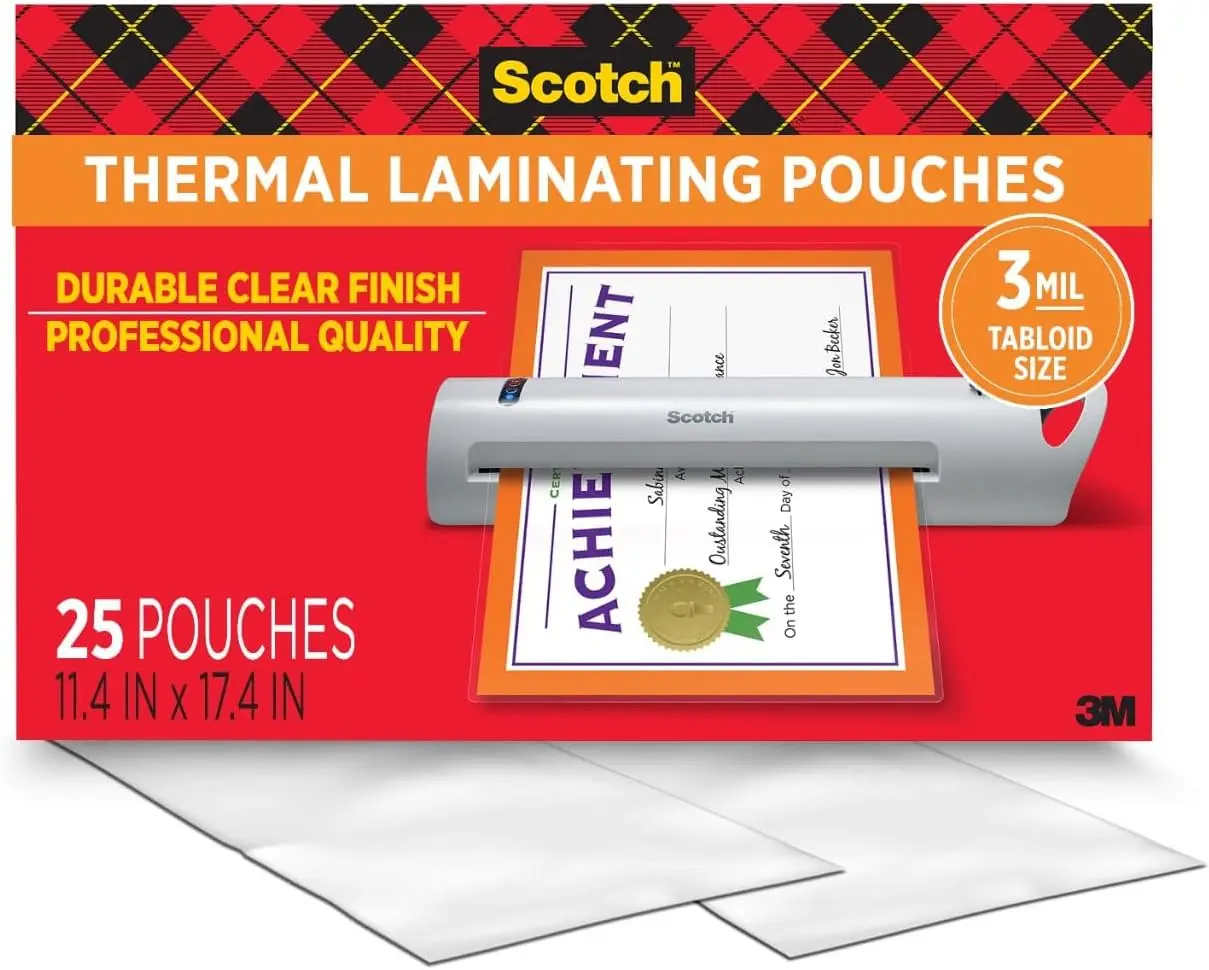 

Legal Size 11x17 Thermal Laminating Pouches, 25 Pack, 3 Mil, Clear Finish for Documents & Crafts