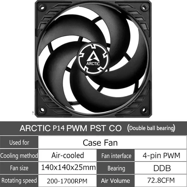 ARCTIC F9 F12 F14 P12 P14 PWM PST CO wentylator do obudowy komputera, 4-złącze pinowe PWM cichy wentylator chłodzący 1800RPM chłodzący główny wentylator 120mm