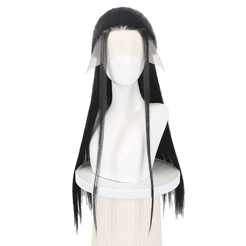 Peluca de Cosplay Nezha 2 Crane Boy, peluca atada a mano de estilo antiguo, encaje frontal 13x4, pelo largo y liso Unisex para hombres y mujeres