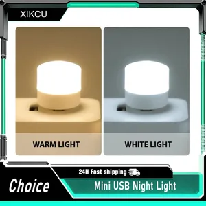 1/10 Buah Lampu Malam USB Mini Lampu Baca Buku Pelindung Mata Putih Hangat Steker USB Lampu Malam LED Pengisi Daya Ponsel Komputer 8 buku bayangan penjualan terbaik terpesona - №