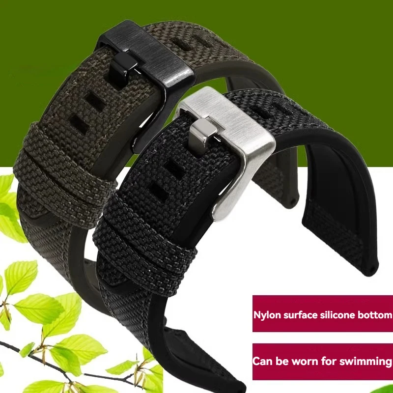 For Diesel DS4318 DZ4500 DZ7420 DZ4514 DZ4506 DZ7395 Nylon Canvas Silicone Bottom Watch Strap Panerai Watchband 24 26 28mm