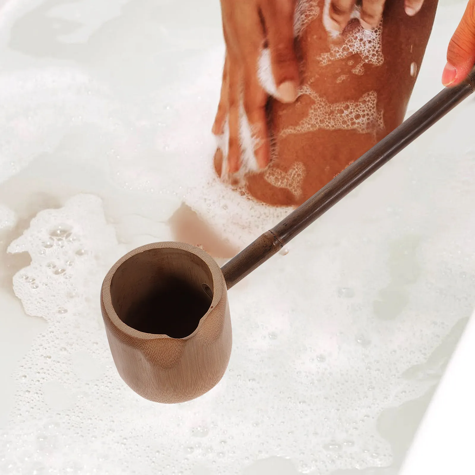 Bamboo Water Scoop Ladle Long Handle Grain Unique Artistic Design for Tea Ceremony Bathroom Garden Sauna Use Reusable