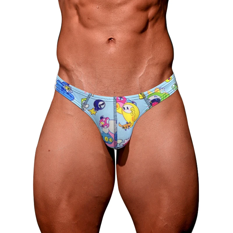2pcs Men Briefs Gay Underwear Graffiti Male Panties Slip Bikini Jockstrap Brief Sexy Man's Underwear Briefs Underpants Male Pant