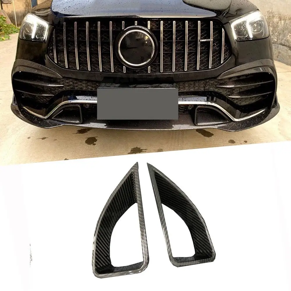 Front Bumper Air Vent Outlet for Mercedes Benz GLE Class W167 GLE53 AMG SUV 2020 UP Fog Lamp Mesh Cover Trim Dry Carbon Fiber