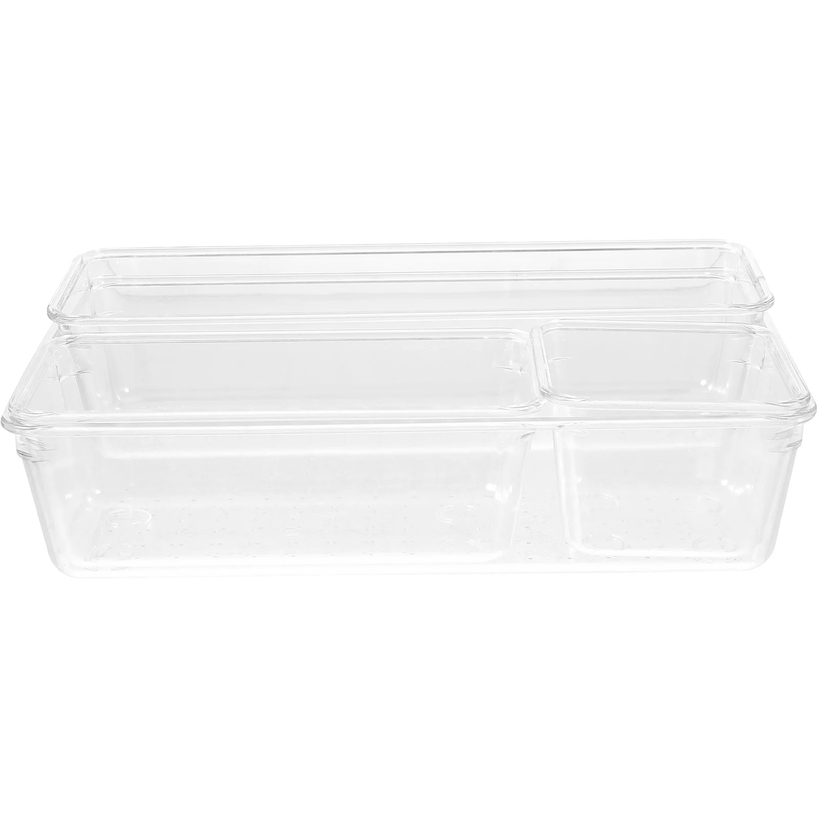 

4Pcs Kitchen Storage Drawer Organizer Clear Plastic Bins Multi-Size Bathroom Organizer Trays for Jewelry