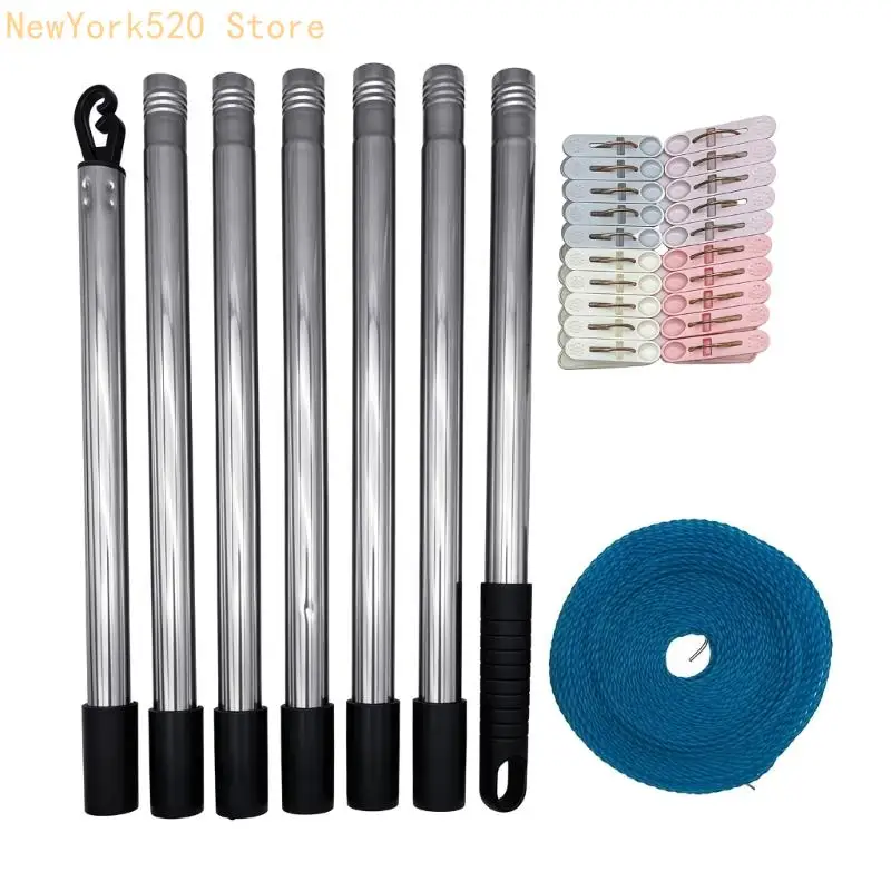 Complete Outdoor Clothesline Stand Rod Stainless Steel Adjustment Up to 1.8m N84C