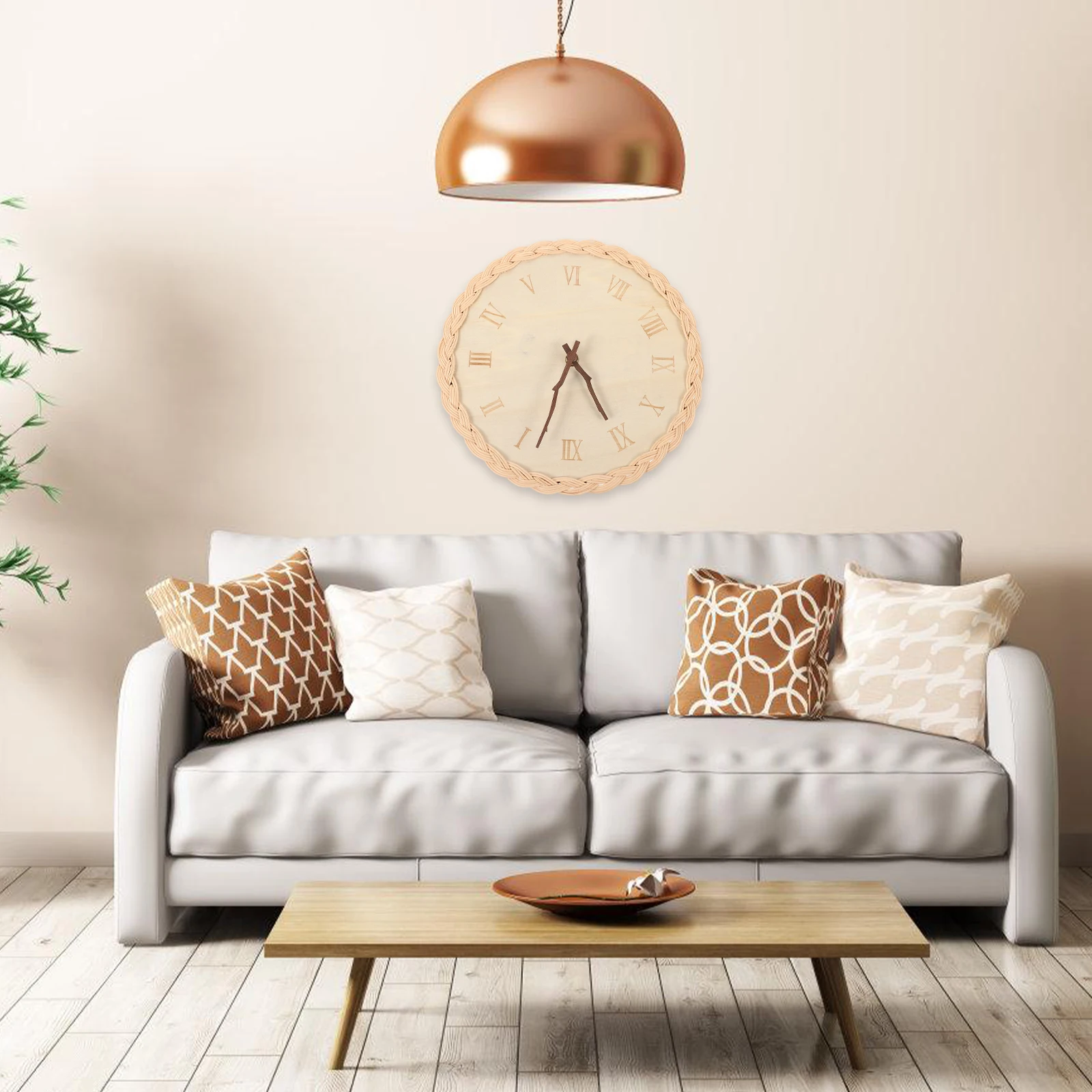 

Rattan Wall Clock Simple Style Bedroom Home Decor Round Operated Silent Movement Easy Install Creative Rustic Design