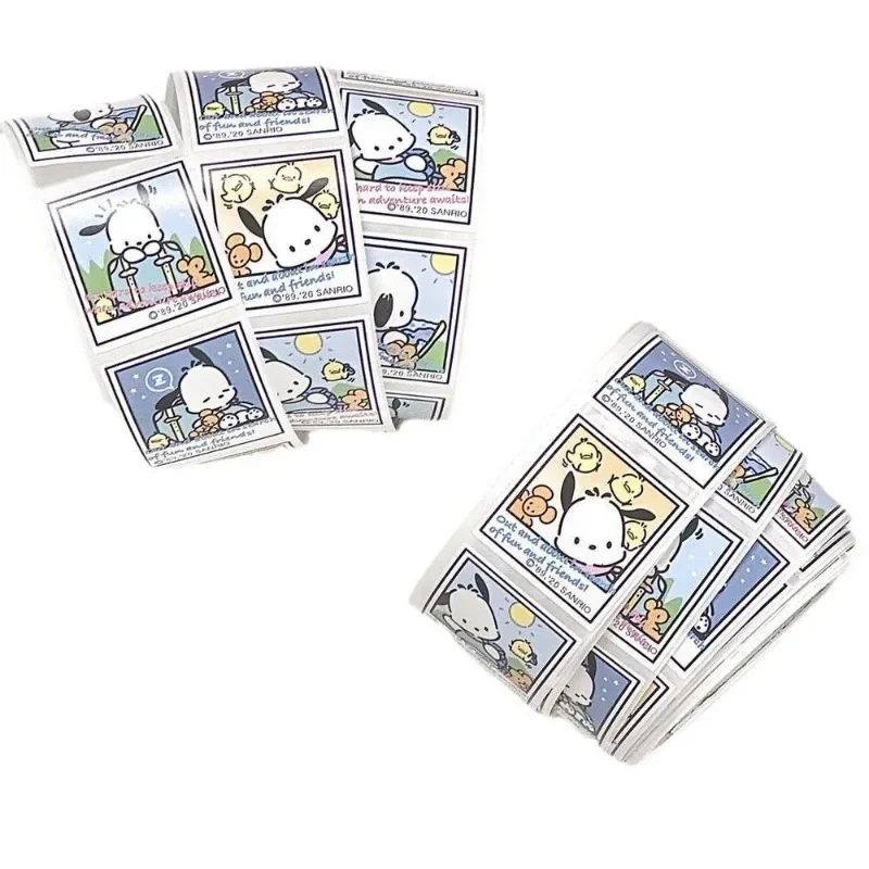 500 pçs/rolo bonito sanrio pochacco dos desenhos animados adesivos professor recompensa incentivar decalques kawaii anime etiquetas de vedação decalques brinquedos presentes