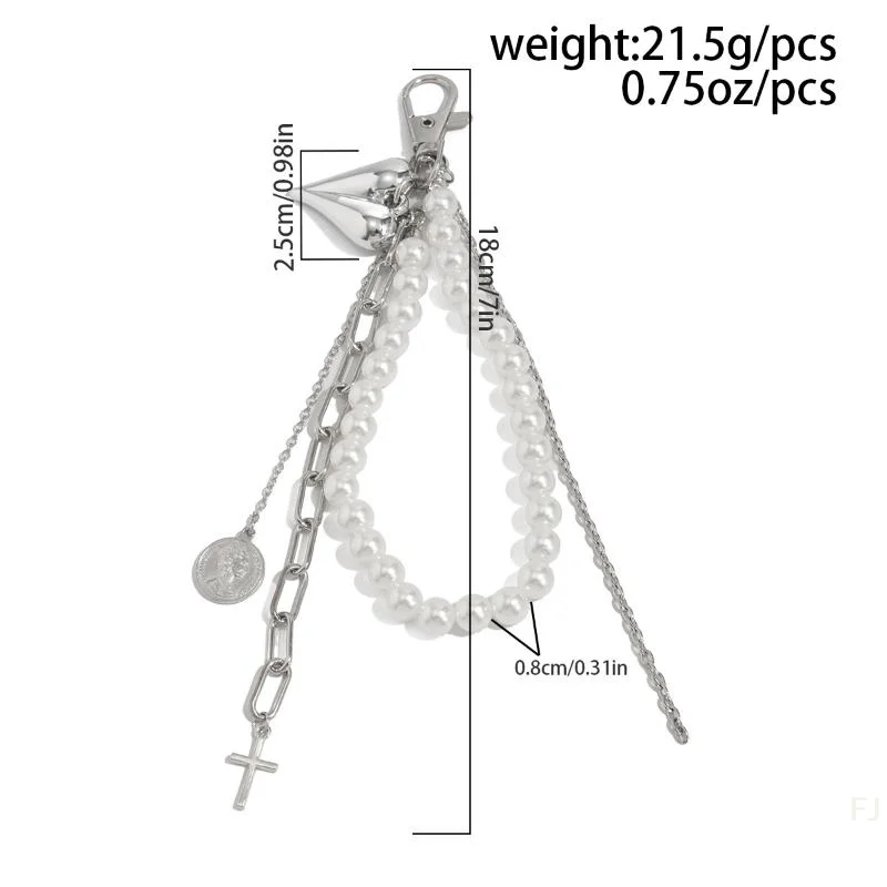 سلسلة مفاتيح أنيقة بشرابة فاسق للجنسين؛ معدن مستدير من الخرز الفضي؛ ملحق بإبزيم حزام الزوجين وديكور الحقيبة.
