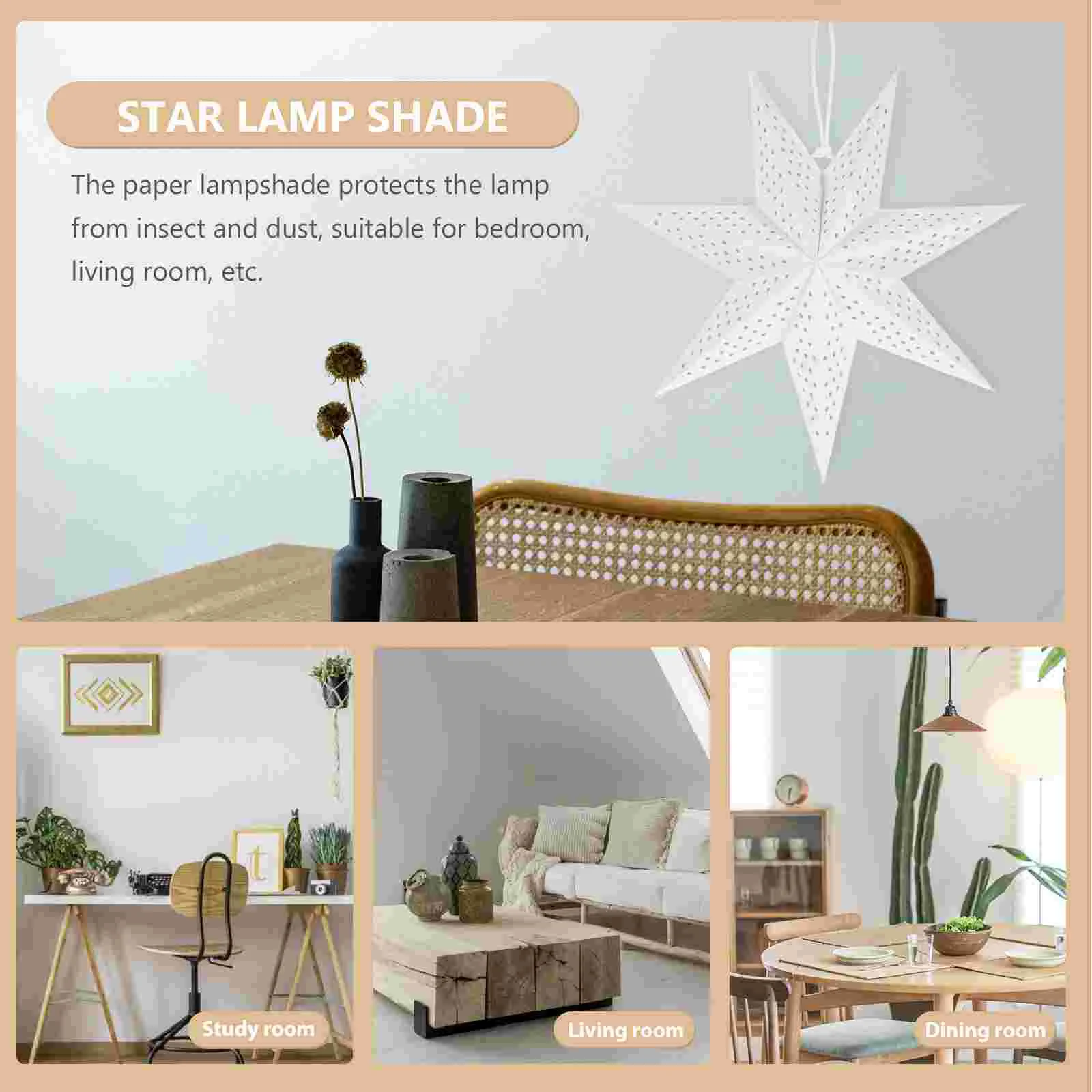 Paper Lampshade Star Hollowed 3d Lantern Pendant Light Shaped Xmas Shades Chandelier