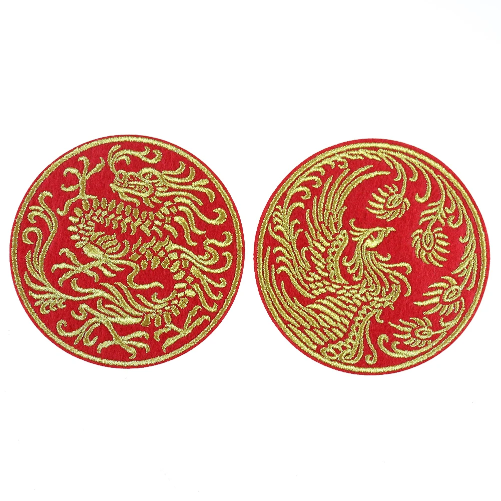 

Chinese Vintage Creative Cloth Sticker Festive Dragon Phoenix Auspicious Embroidered Clothing Ironing Patch Decorative Sticker