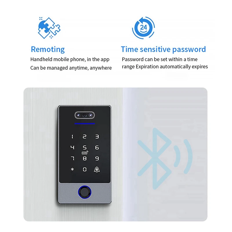 Bolo quente】 3x ttlock teclado de controle de acesso com reconhecimento facial autônomo à prova d'água controlador de acesso por impressão digital para fechadura de porta-b