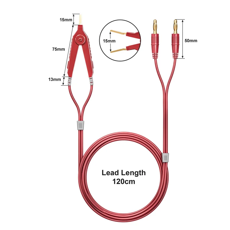 ABMF-Meter Test Leads Terminal Kelvin Clips Cable Wires To 4Mm Banana Plugs Gold-Plated
