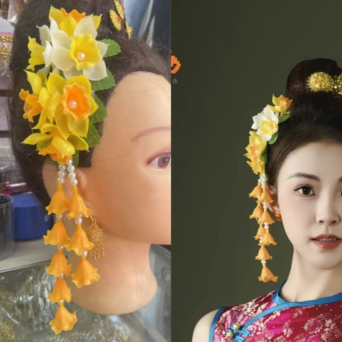 

Accessories, headgear, hairpin, head flower, Dai long beard handmade flower, new.