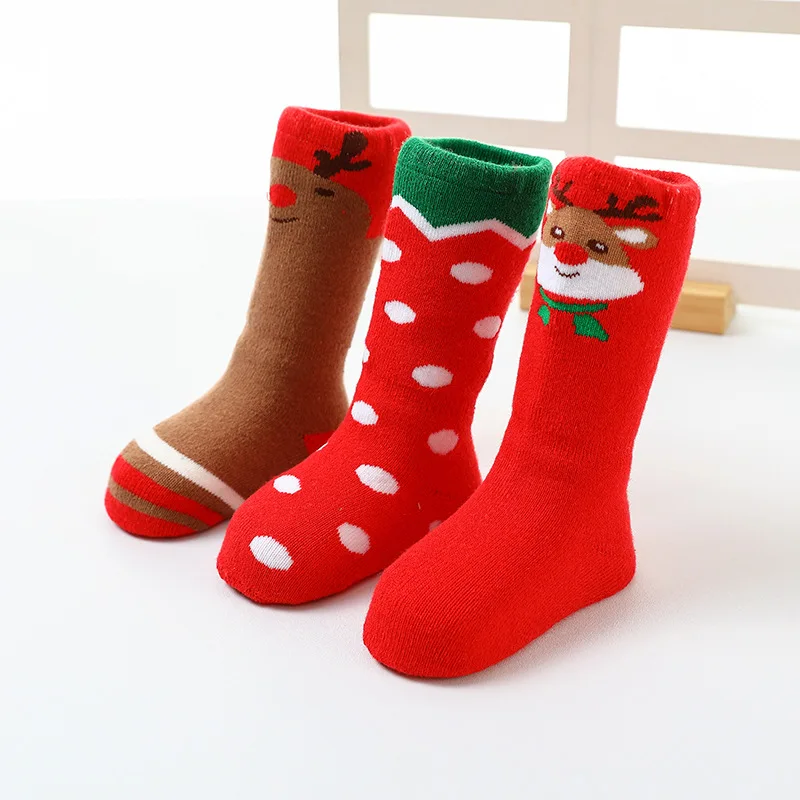 

Cartoon Christmas Socks 100% Cotton Baby Boys Girls Winter Ornaments Woman Socks Funny Xmas Santa Claus Tree Snowflake