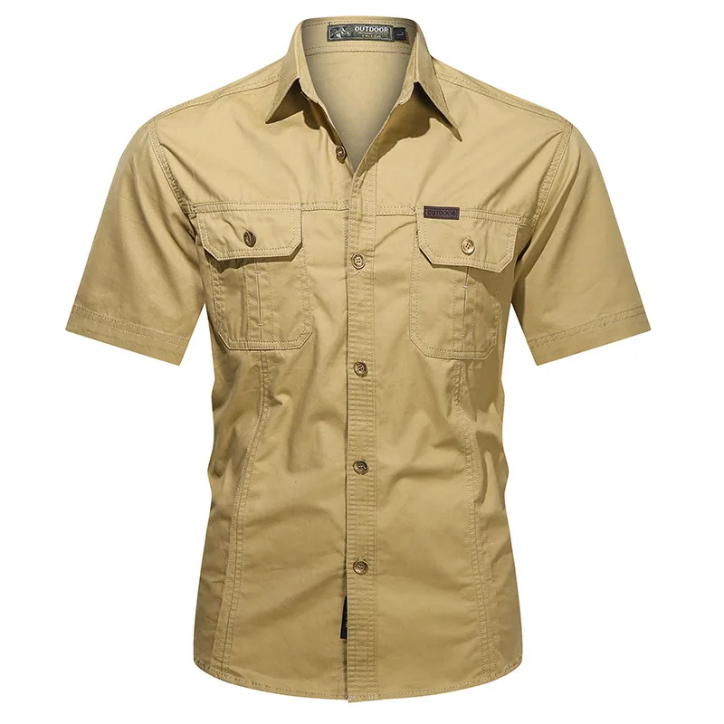 Summer-Military-Uniform-Lapel-Quick-drying-Short-sleeved-Shirt-Men's-Work-Clothes-Cotton-Work-Shirt-Outdoor-Loose-Men's-Shirt