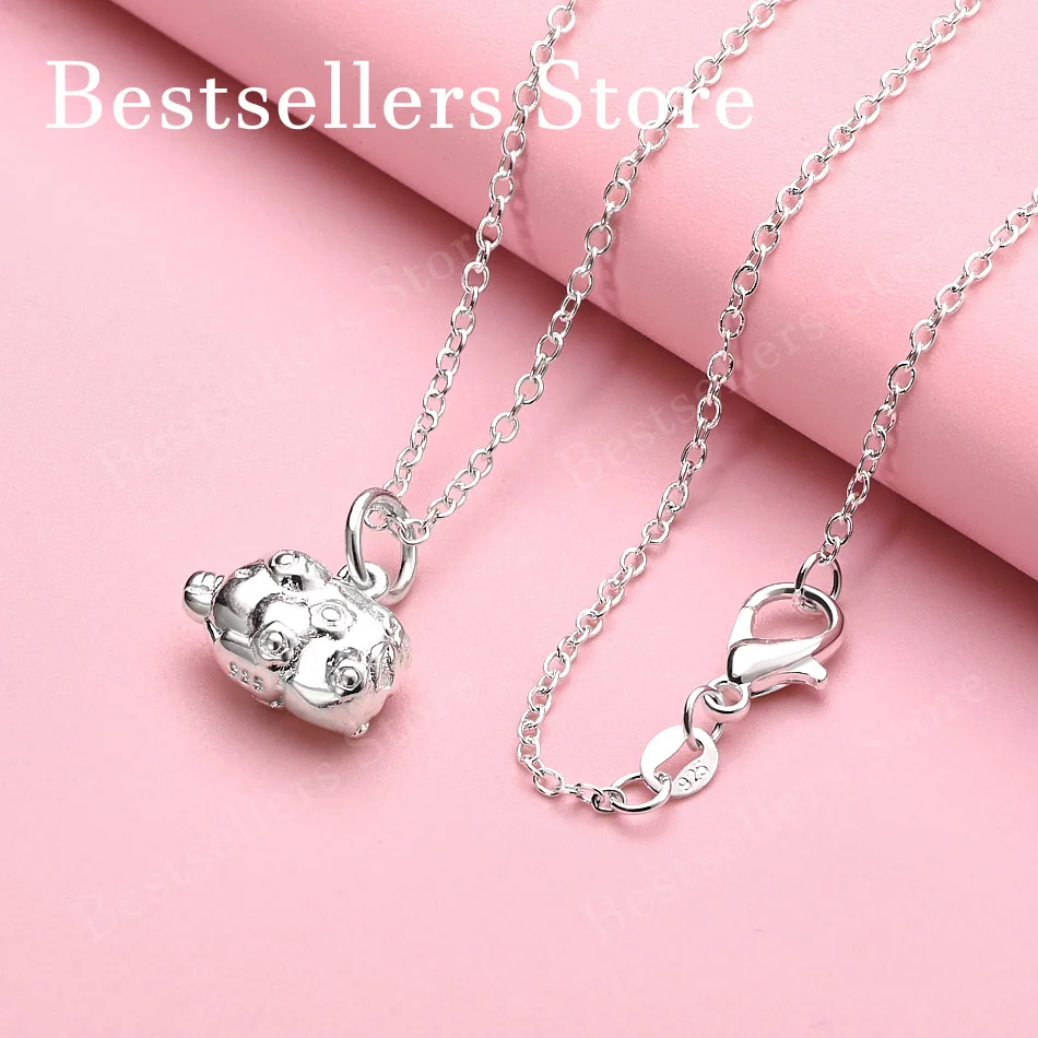 925 sterling silver 16-30 inch cute little pig pendant necklace for ladies, fashionable wedding gift jewelry