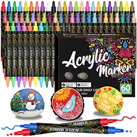 Dual Tip Acrylic Paint Markers Pens,Fine&Dot Tip,Premium Markers for Wood,Canvas,Stone,Rock Painting,Glass,Ceramic Surfaces,DIY