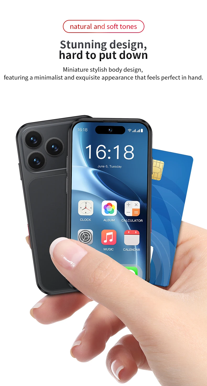 SOYES XS19 MAX LTE 4G Mini Smartphone Android 15.0 6GB RAM 128GB ROM Dual SIM 2900mAh Face Unlock Small Mobile Phone