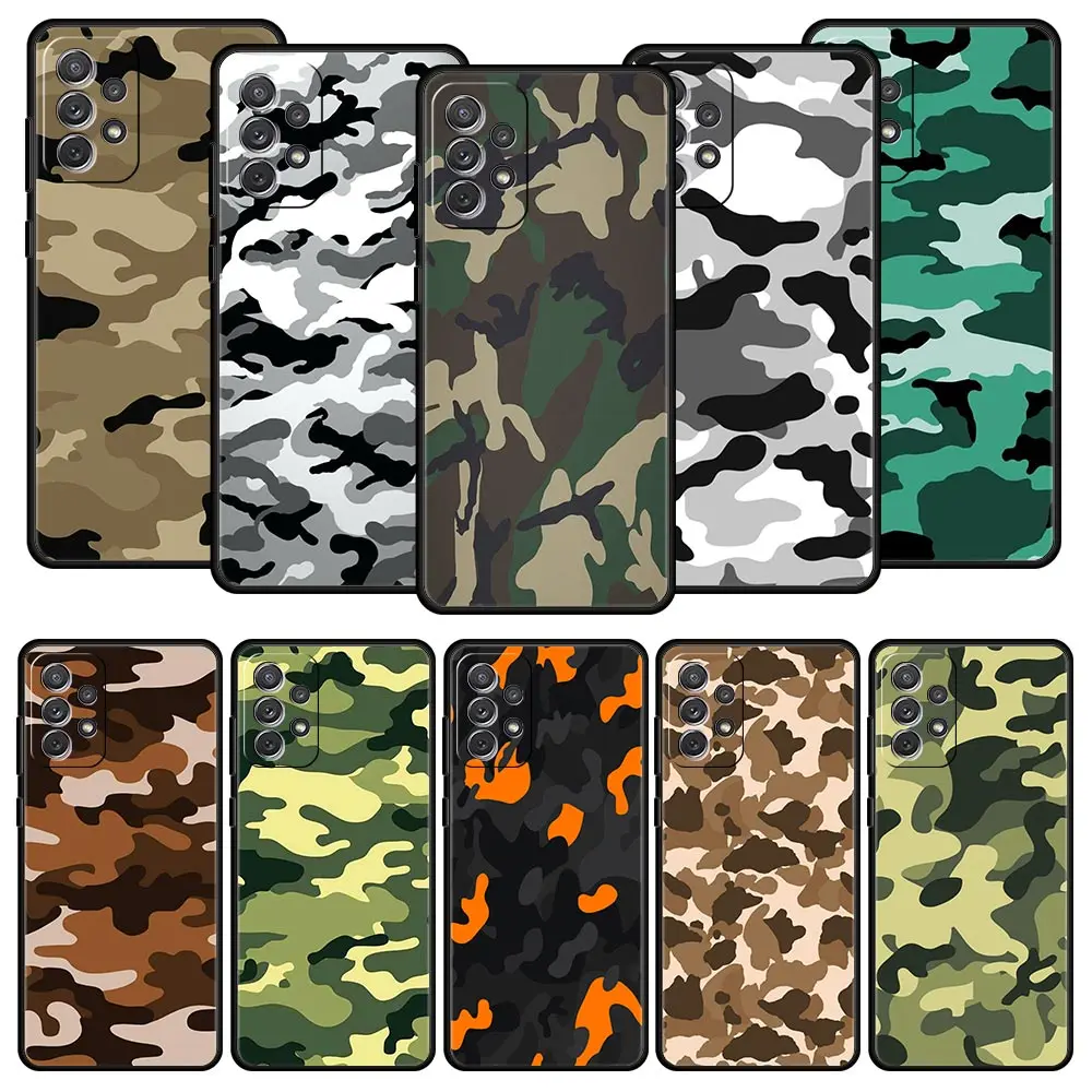 Camouflage Camo Military Army Case for Samsung A51 A71 A21S A12 A15 A25 A31 A41 A52 A32 A23 A33 A53 A73 A03S A05S A13 5G Cover