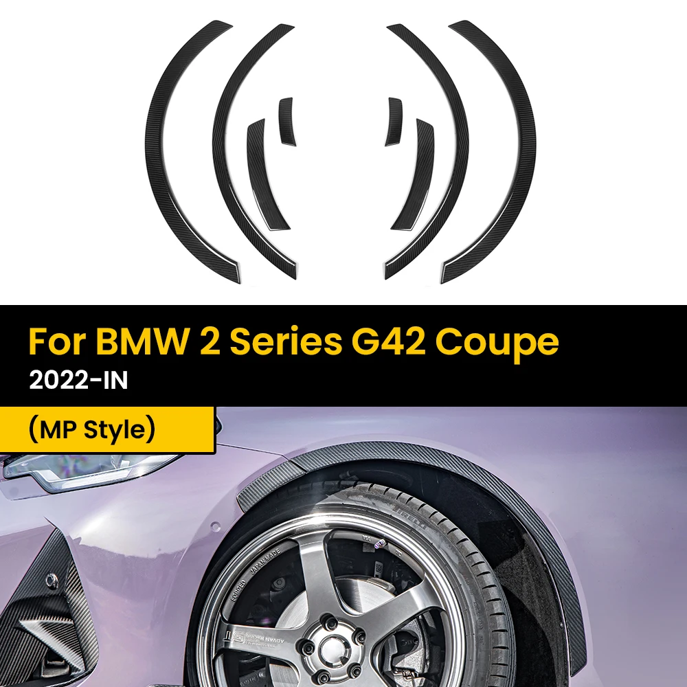 Real Dry Carbon Fiber Wheel Eyebrow for BMW 2 Series G42 Coupe MP Style 2022-IN 8Pcs/Set