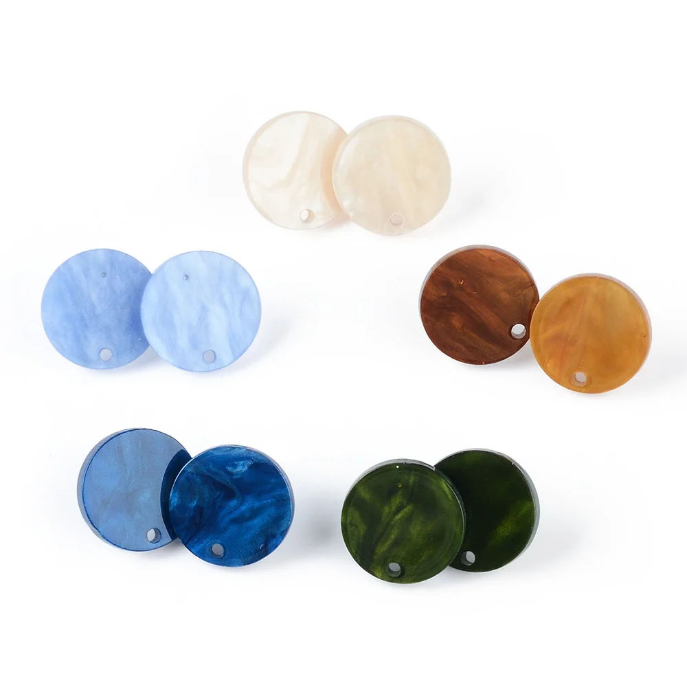 20PCS304 rigid needle mini earrings round dreamy cloud acrylic colored earlobes perforated jewelry wholesale DIY accessories