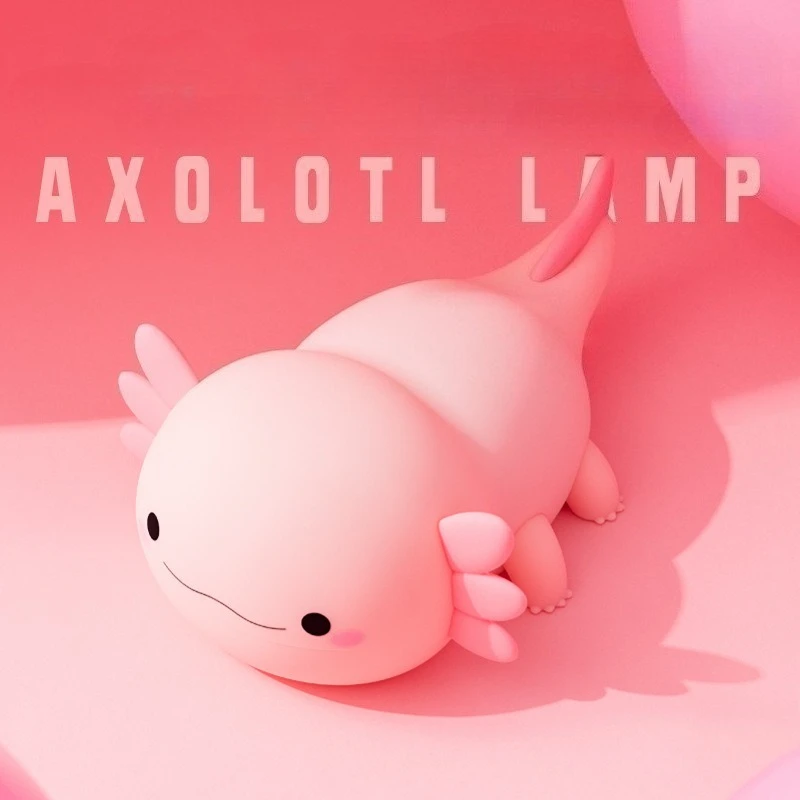 Axolotl ضوء الليل لطيف سداسية ديناصور ضوء الليل سيليكون بات أضواء زخرفة مصباح للزينة القابلة لإعادة الشحن