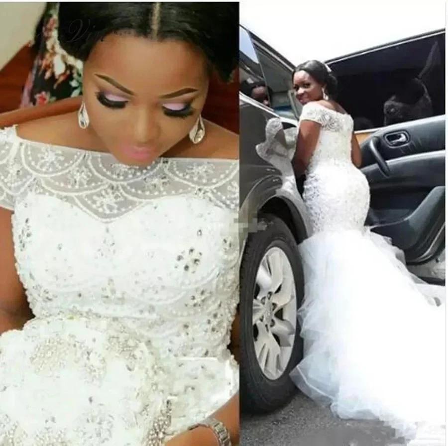 Suknie ślubne syreny z koronką, białe, księżniczka, nowość 2023, zdobione koralikami, suknia ślubna dla panny młodej, suknia ślubna, robe de mariee