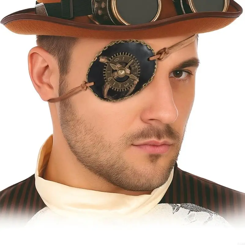 Steampunk Pirate Eye Patches Adjustable Reusable Eye Cover Pirate Costume Accessories Decorative Single Eye Patches 6XDA