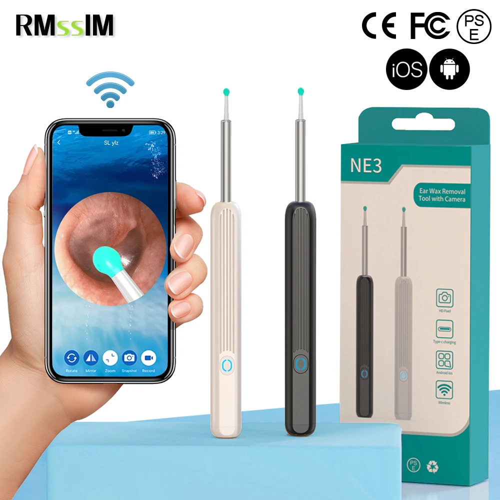 Ear Cleaner High Precision Ear Wax Removal Tool with Camera Wireless Otoscope Smart Ear Cleaning Kit Oral Inspection Endoscope