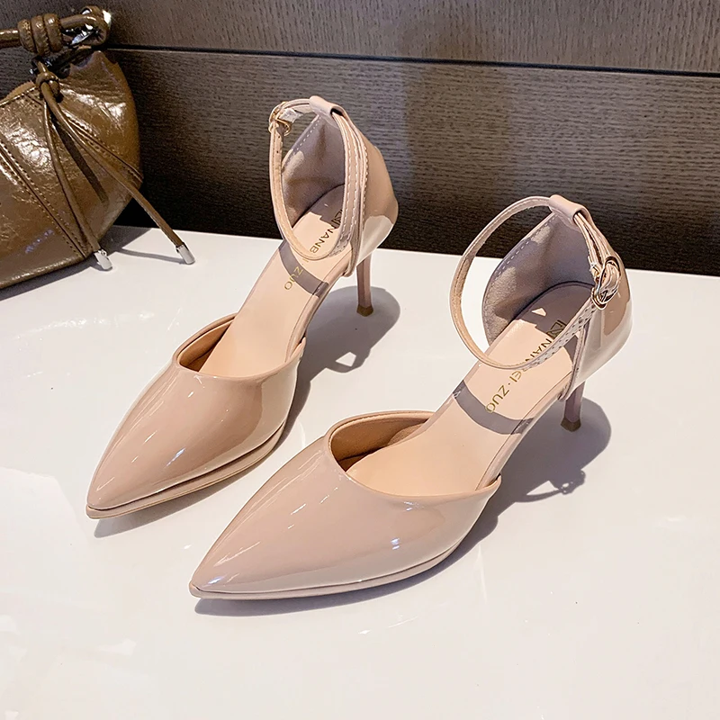 

Super High Heels Women Elegant Shoes Sexy Stiletto Pointed Toe Sandals Winter Pumps Dress Buckle Party Wedding Zapatillas Mujer