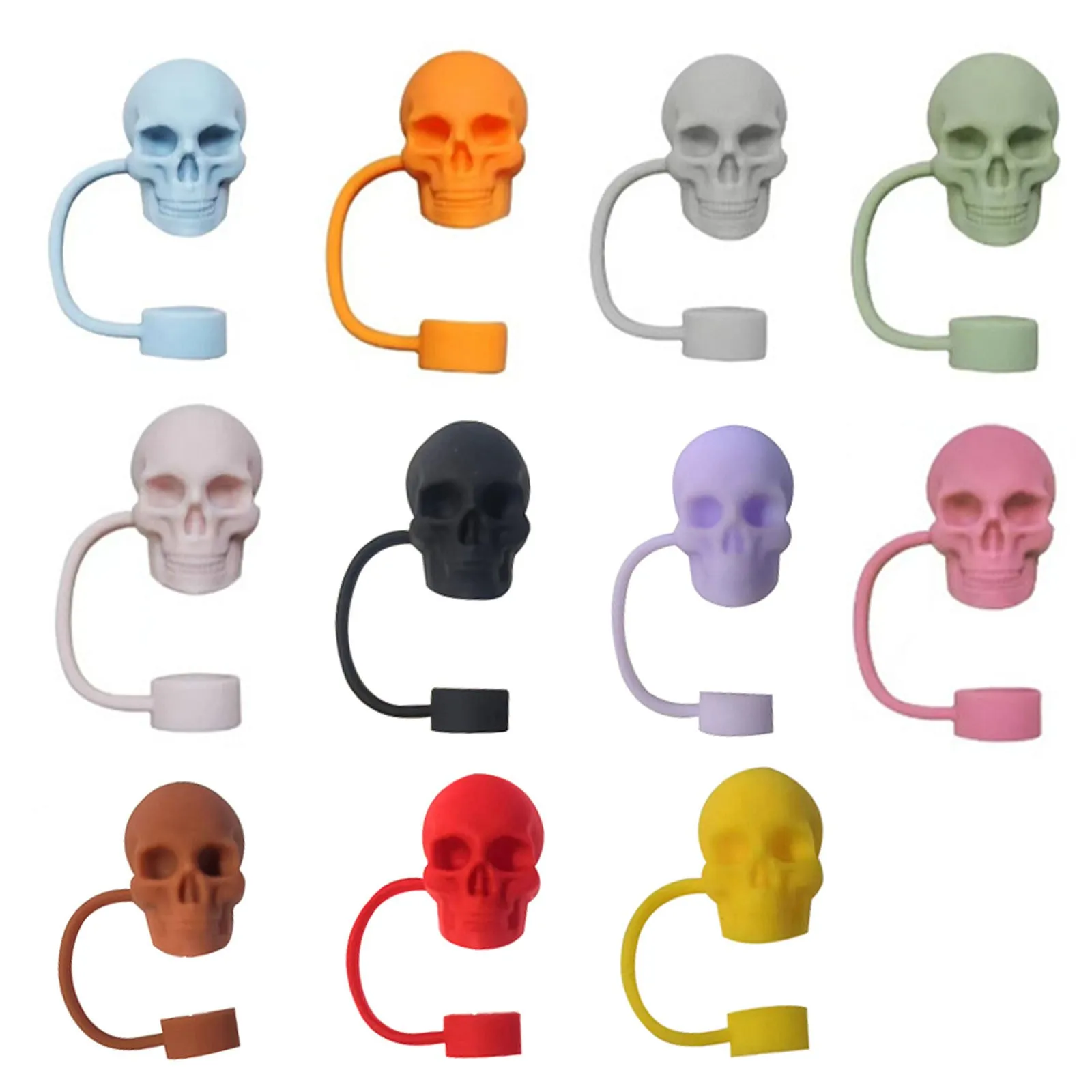 11Pcs 10mm 3d Halloween Straw Cover Reusable Straw Tips Lids Silicone Straw Caps Fun Carnival Party Accessories for Home Kitchen