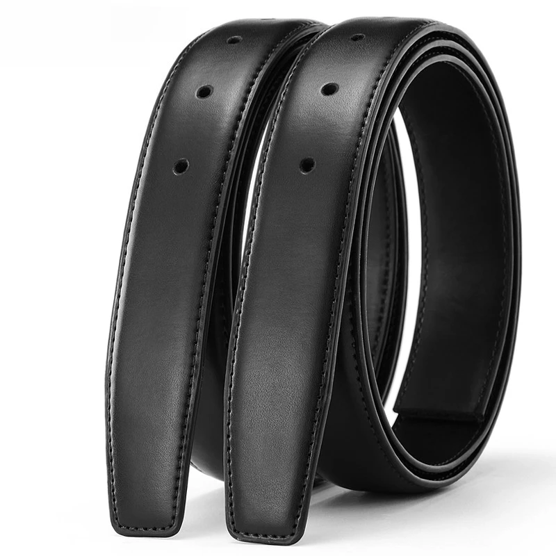 Men for Pin Buckle Leather Black Belt Without Buckle Straps Wide Genuine Belt Body No Buckle for 2.4 2.8 3.0 3.2 3.5 3.8cm