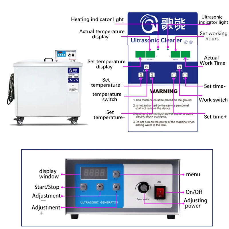 Geneng業界超音波洗浄範囲ろ過機、オイルタンク、バスルームの金属製洗濯機、dpf、61l、88l、175l、360l