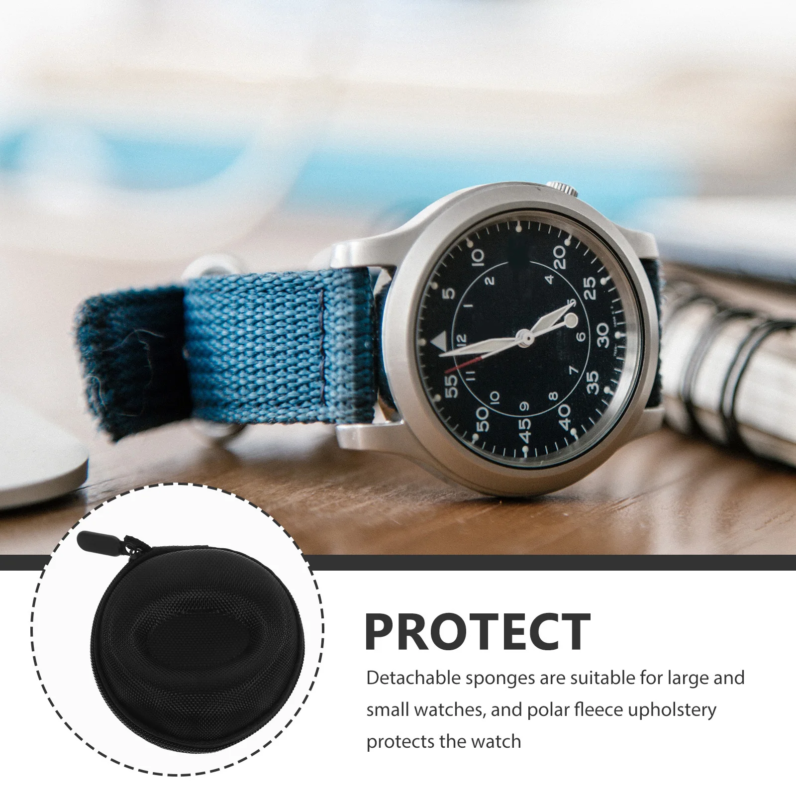 

1pc Watch Storage Box High-End Waterproof Nylon Eva Fleece Detachable Sponge For Large Small Watches Business Trip